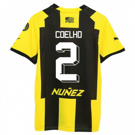 Kandiny Niño Camiseta Léo Coelho #2 Amarillo Negro 1ª Equipación 2023/24 La Camisa Chile