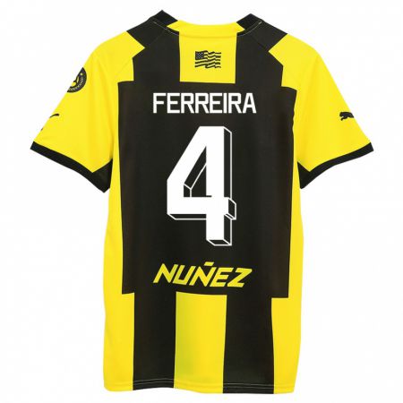 Kandiny Niño Camiseta Joaquín Ferreira #4 Amarillo Negro 1ª Equipación 2023/24 La Camisa Chile