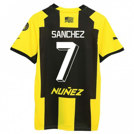 Kandiny Niño Camiseta Carlos Sánchez #7 Amarillo Negro 1ª Equipación 2023/24 La Camisa Chile
