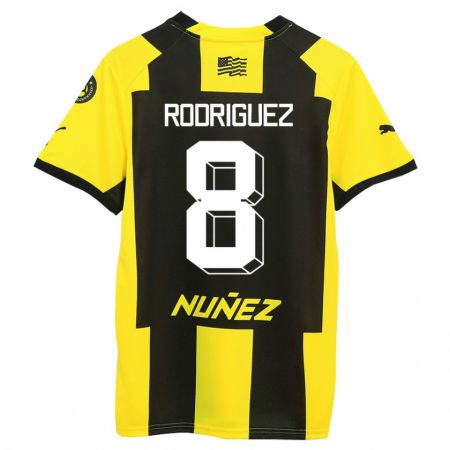 Kandiny Niño Camiseta Sebastián Rodríguez #8 Amarillo Negro 1ª Equipación 2023/24 La Camisa Chile