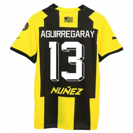 Kandiny Niño Camiseta Matías Aguirregaray #13 Amarillo Negro 1ª Equipación 2023/24 La Camisa Chile