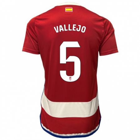 Kandiny Niño Camiseta Jesús Vallejo #5 Rojo 1ª Equipación 2023/24 La Camisa Chile