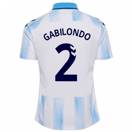 Kandiny Niño Camiseta Jokin Gabilondo #2 Blanco Azul 1ª Equipación 2023/24 La Camisa Chile