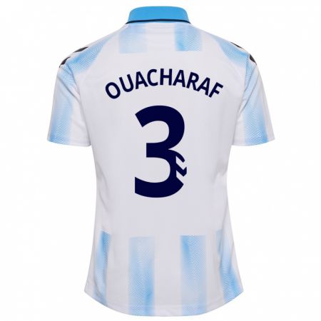 Kandiny Niño Camiseta Bilal Ouacharaf #3 Blanco Azul 1ª Equipación 2023/24 La Camisa Chile
