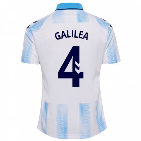 Kandiny Niño Camiseta Einar Galilea #4 Blanco Azul 1ª Equipación 2023/24 La Camisa Chile