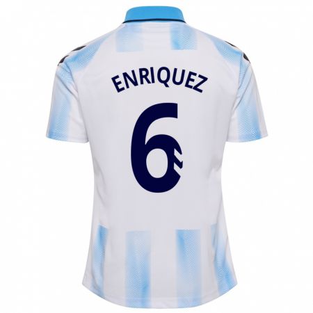 Kandiny Niño Camiseta Ramón Enríquez #6 Blanco Azul 1ª Equipación 2023/24 La Camisa Chile