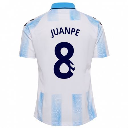 Kandiny Niño Camiseta Juanpe #8 Blanco Azul 1ª Equipación 2023/24 La Camisa Chile