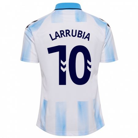 Kandiny Niño Camiseta David Larrubia #10 Blanco Azul 1ª Equipación 2023/24 La Camisa Chile