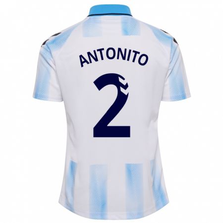 Kandiny Niño Camiseta Antoñito #2 Blanco Azul 1ª Equipación 2023/24 La Camisa Chile