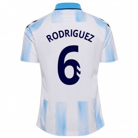 Kandiny Niño Camiseta Rafa Rodríguez #6 Blanco Azul 1ª Equipación 2023/24 La Camisa Chile