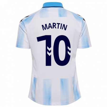Kandiny Niño Camiseta Jesús Martín #10 Blanco Azul 1ª Equipación 2023/24 La Camisa Chile
