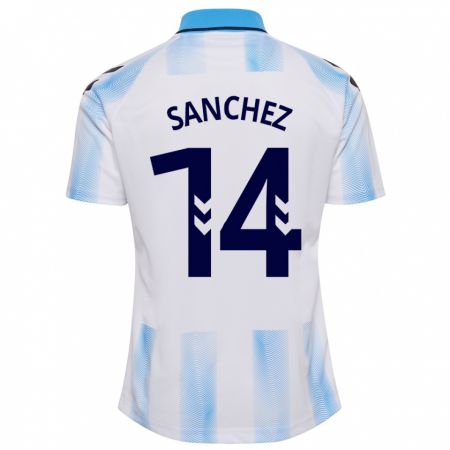 Kandiny Niño Camiseta Rubén Sánchez #14 Blanco Azul 1ª Equipación 2023/24 La Camisa Chile