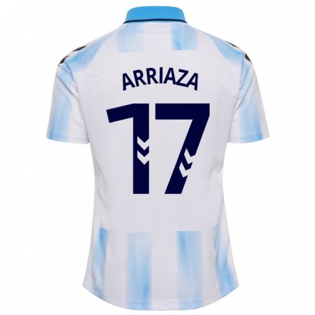 Kandiny Niño Camiseta Pablo Arriaza #17 Blanco Azul 1ª Equipación 2023/24 La Camisa Chile