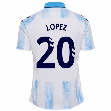 Kandiny Niño Camiseta Adri López #20 Blanco Azul 1ª Equipación 2023/24 La Camisa Chile