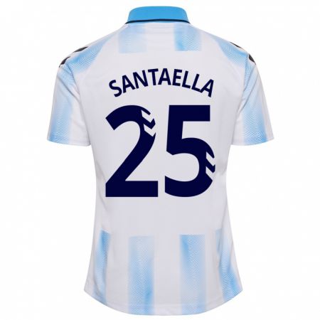 Kandiny Niño Camiseta Miguel Ángel Santaella #25 Blanco Azul 1ª Equipación 2023/24 La Camisa Chile