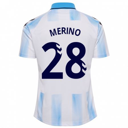 Kandiny Niño Camiseta Izan Merino #28 Blanco Azul 1ª Equipación 2023/24 La Camisa Chile