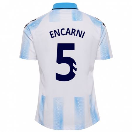 Kandiny Niño Camiseta Encarni #5 Blanco Azul 1ª Equipación 2023/24 La Camisa Chile