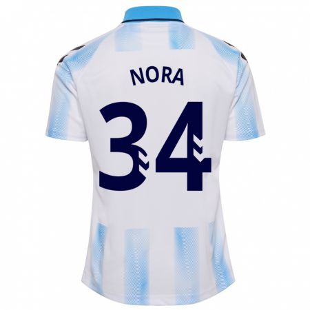 Kandiny Niño Camiseta Nora #34 Blanco Azul 1ª Equipación 2023/24 La Camisa Chile