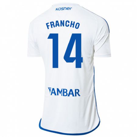 Kandiny Niño Camiseta Francho Serrano #14 Blanco 1ª Equipación 2023/24 La Camisa Chile