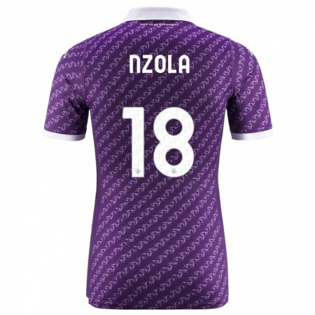 Kandiny Niño Camiseta M'bala Nzola #18 Violeta 1ª Equipación 2023/24 La Camisa Chile