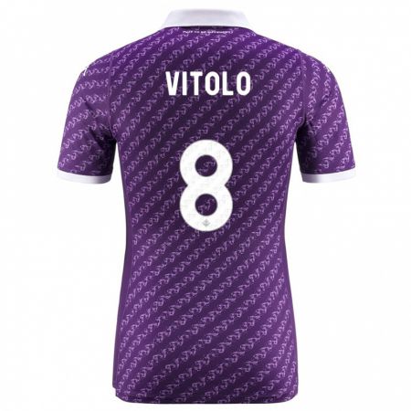Kandiny Niño Camiseta Federico Vitolo #8 Violeta 1ª Equipación 2023/24 La Camisa Chile