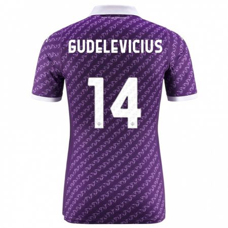 Kandiny Niño Camiseta Ernestas Gudelevicius #14 Violeta 1ª Equipación 2023/24 La Camisa Chile