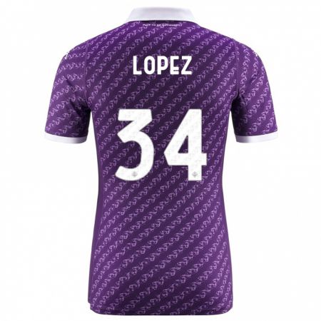 Kandiny Niño Camiseta Lucas López #34 Violeta 1ª Equipación 2023/24 La Camisa Chile