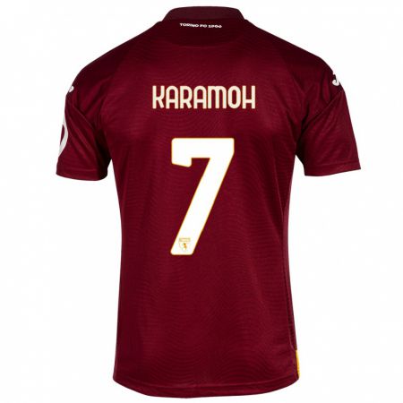 Kandiny Niño Camiseta Yann Karamoh #7 Rojo Oscuro 1ª Equipación 2023/24 La Camisa Chile