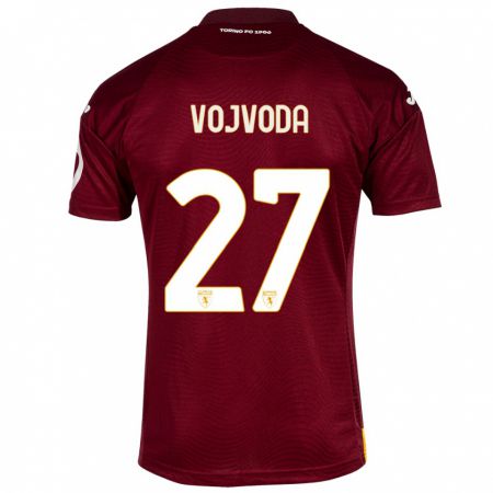 Kandiny Niño Camiseta Mërgim Vojvoda #27 Rojo Oscuro 1ª Equipación 2023/24 La Camisa Chile