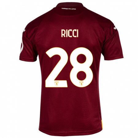 Kandiny Niño Camiseta Samuele Ricci #28 Rojo Oscuro 1ª Equipación 2023/24 La Camisa Chile