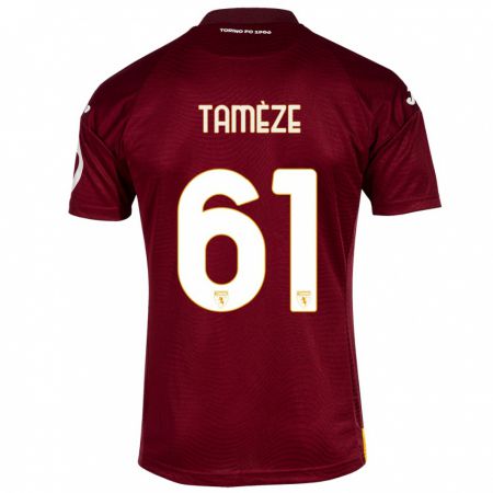 Kandiny Niño Camiseta Adrien Tamèze #61 Rojo Oscuro 1ª Equipación 2023/24 La Camisa Chile