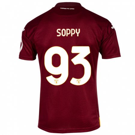 Kandiny Niño Camiseta Brandon Soppy #93 Rojo Oscuro 1ª Equipación 2023/24 La Camisa Chile