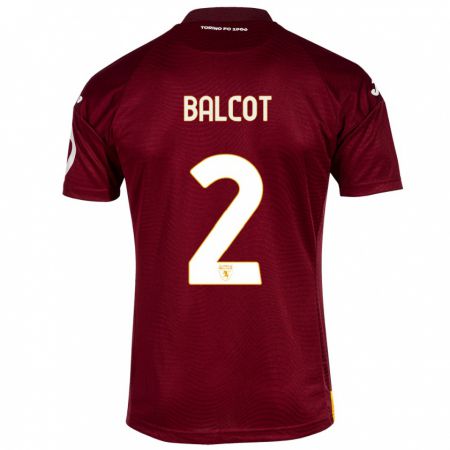 Kandiny Niño Camiseta Côme Bianay Balcot #2 Rojo Oscuro 1ª Equipación 2023/24 La Camisa Chile