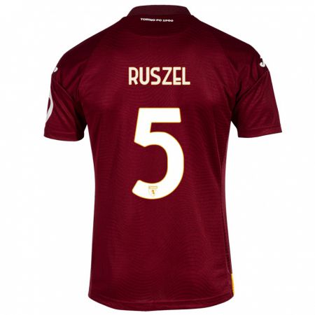 Kandiny Niño Camiseta Marcel Ruszel #5 Rojo Oscuro 1ª Equipación 2023/24 La Camisa Chile