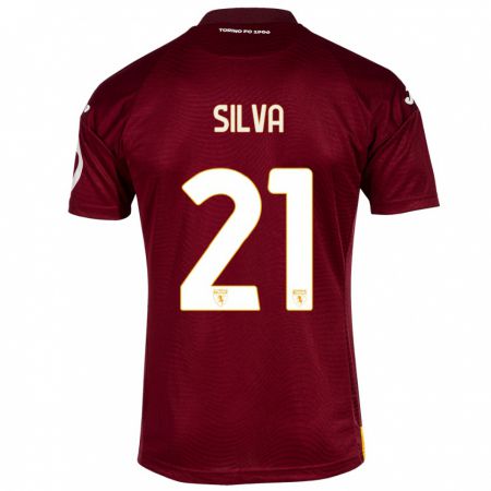 Kandiny Niño Camiseta Jonathan Silva #21 Rojo Oscuro 1ª Equipación 2023/24 La Camisa Chile