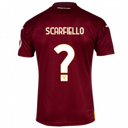 Kandiny Niño Camiseta Luca Scarfiello #0 Rojo Oscuro 1ª Equipación 2023/24 La Camisa Chile