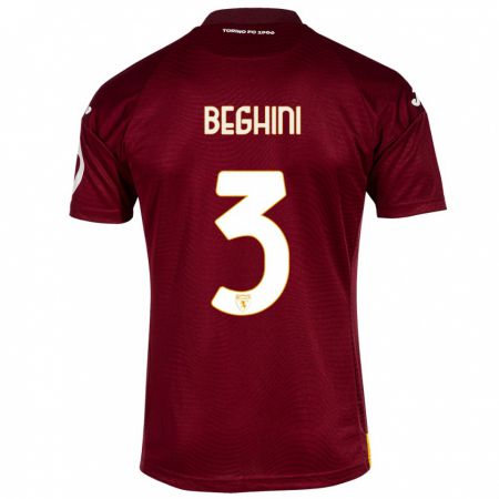Kandiny Niño Camiseta Giulia Beghini #3 Rojo Oscuro 1ª Equipación 2023/24 La Camisa Chile