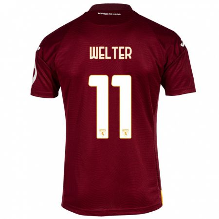 Kandiny Niño Camiseta Francesca Welter #11 Rojo Oscuro 1ª Equipación 2023/24 La Camisa Chile