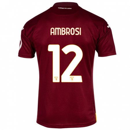 Kandiny Niño Camiseta Martina Ambrosi #12 Rojo Oscuro 1ª Equipación 2023/24 La Camisa Chile