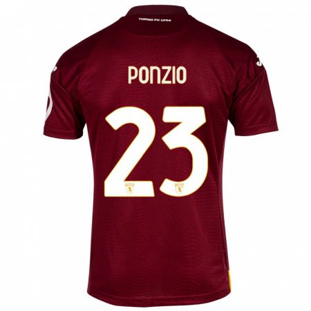 Kandiny Niño Camiseta Erika Ponzio #23 Rojo Oscuro 1ª Equipación 2023/24 La Camisa Chile