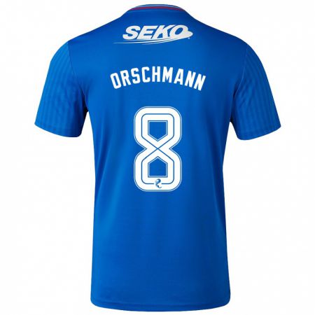 Kandiny Niño Camiseta Dina Orschmann #8 Azul 1ª Equipación 2023/24 La Camisa Chile