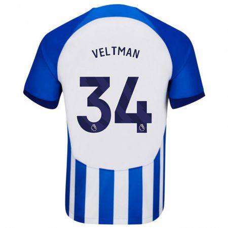 Kandiny Niño Camiseta Joël Veltman #34 Azul 1ª Equipación 2023/24 La Camisa Chile