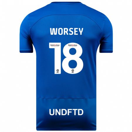 Kandiny Niño Camiseta Louanne Worsey #18 Azul 1ª Equipación 2023/24 La Camisa Chile