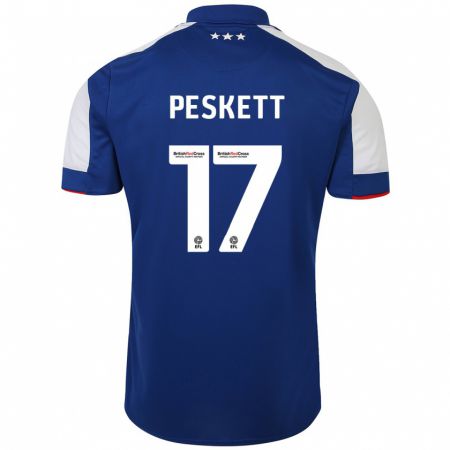 Kandiny Niño Camiseta Sophie Peskett #17 Azul 1ª Equipación 2023/24 La Camisa Chile