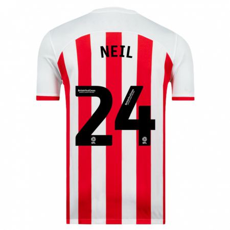 Kandiny Niño Camiseta Dan Neil #24 Blanco 1ª Equipación 2023/24 La Camisa Chile