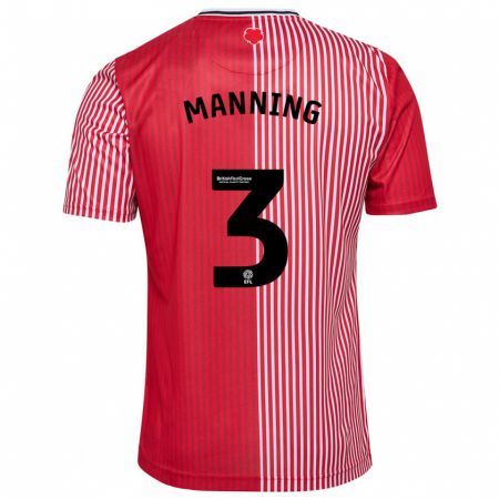 Kandiny Niño Camiseta Ryan Manning #3 Rojo 1ª Equipación 2023/24 La Camisa Chile
