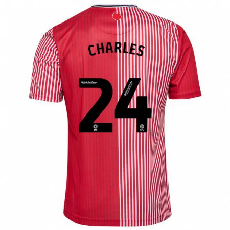 Kandiny Niño Camiseta Shea Charles #24 Rojo 1ª Equipación 2023/24 La Camisa Chile