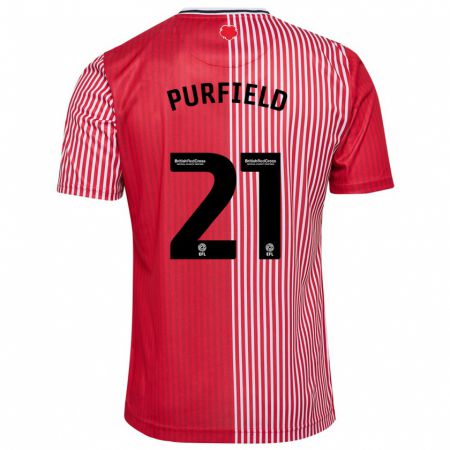 Kandiny Niño Camiseta Jemma Elizabeth Purfield #21 Rojo 1ª Equipación 2023/24 La Camisa Chile