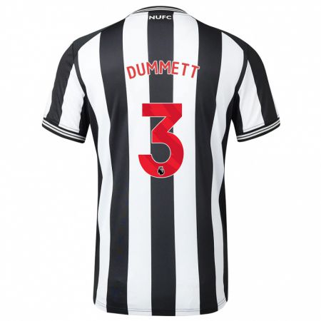 Kandiny Niño Camiseta Paul Dummett #3 Blanco Negro 1ª Equipación 2023/24 La Camisa Chile