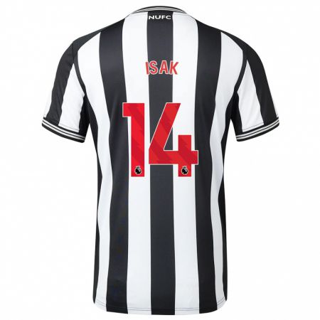 Kandiny Niño Camiseta Alexander Isak #14 Blanco Negro 1ª Equipación 2023/24 La Camisa Chile
